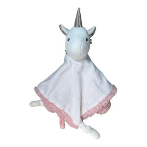 Hugmo.Co Plush Unicorn Snuggle Lovey Security Blanket White Pink